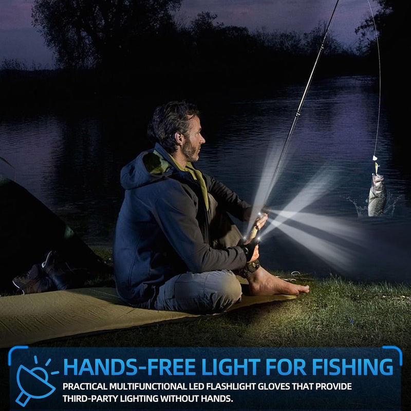 lucdnc Gifts for Men Stocking Stuffers for Adults LED Flashlight Gloves Cool Gadgets Tools Outdoor Hands Free Flashlights for Fishing Repairing Camping Unique Men Birthday Christmas Gifts - Image 2